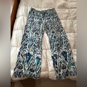 Tori Richards 100% Silk Print Pants XL Ikat Watercolors